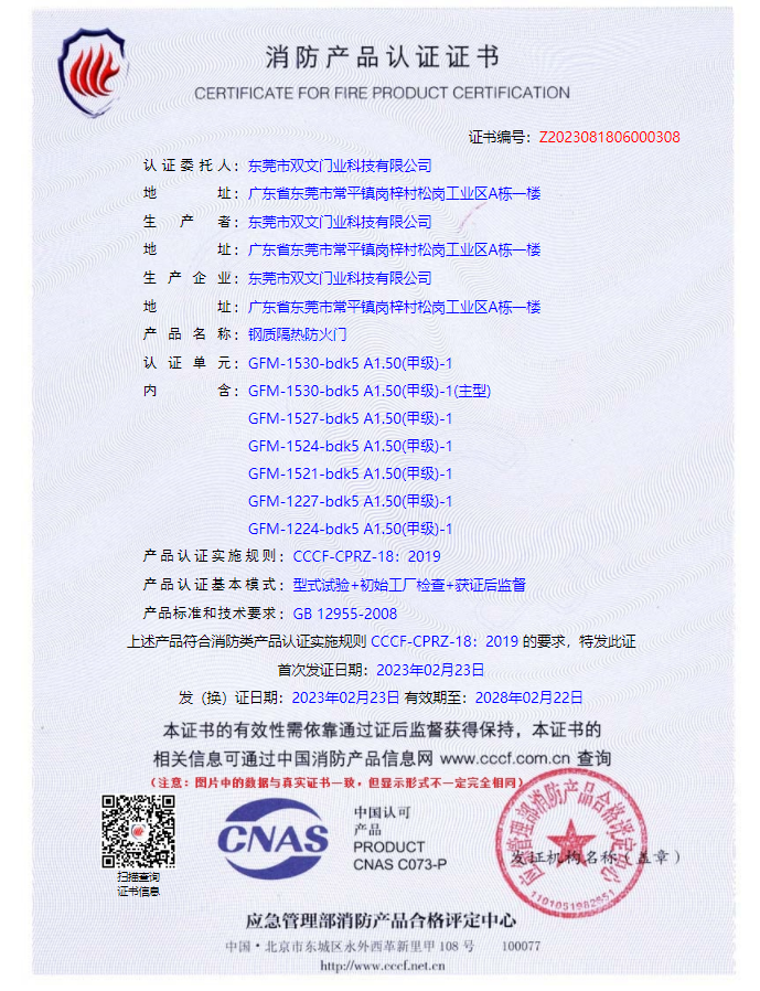 雙文超大門門 防火窗報告認證